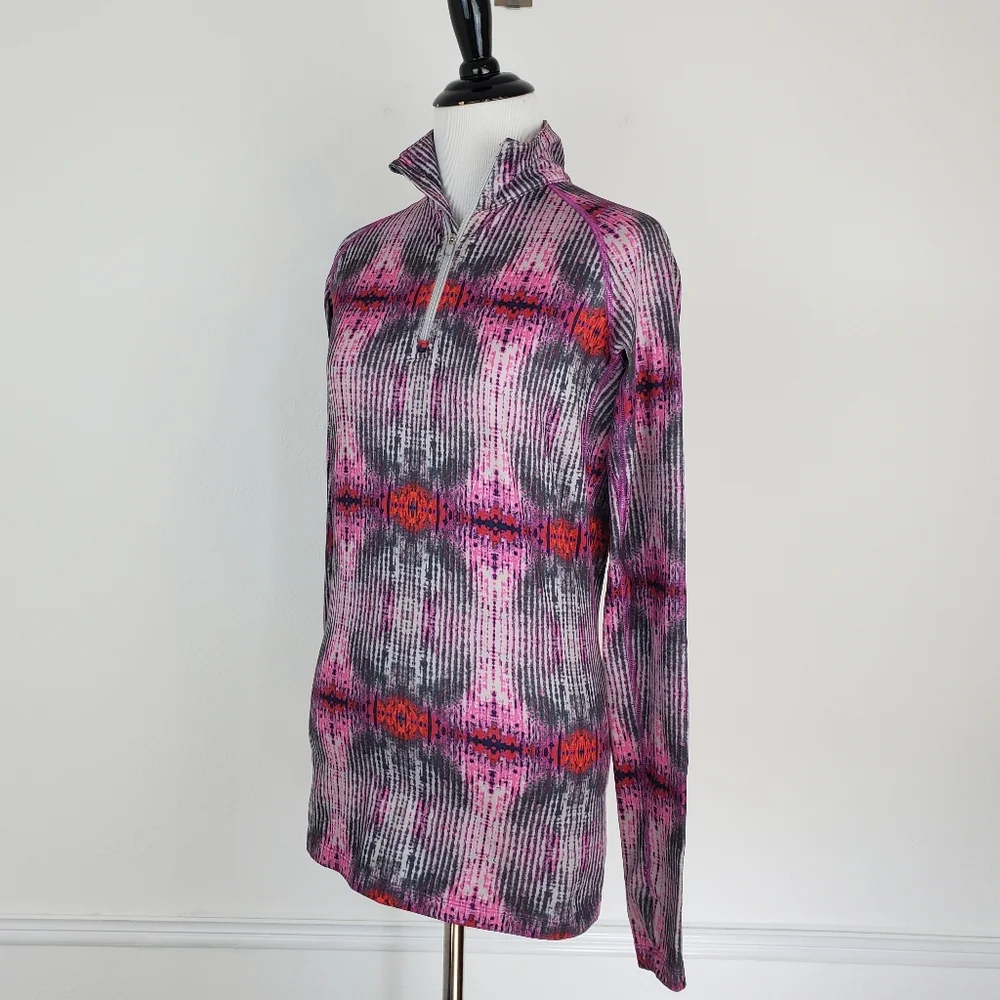 Nike Pro Combat Pullover Quarter Zip Ikat Tie Dye Print Active Workout Layering
